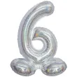 balon foliowy cyfra 6 stojaca srebrny holograficzny godan 28 dgt