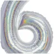 balon foliowy cyfra 6 stojaca srebrny holograficzny godan 28 dgt