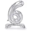 balon foliowy cyfra 6 stojaca srebrny partydeco 27 dgt