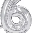 balon foliowy cyfra 6 stojaca srebrny partydeco 27 dgt