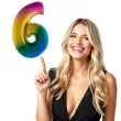 balon foliowy cyfra 6 teczowy funny fashion 40 dgt