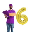 balon foliowy cyfra 6 zloty partypal 16 dgt