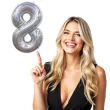 balon foliowy cyfra 8 holograficzna srebrny partypal 40 dgt