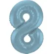 balon foliowy cyfra 8 metaliczny mat niebieski pastelowy folat 34 dgt