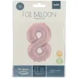 balon foliowy cyfra 8 metaliczny mat rozowy pastelowy folat 34 dgt