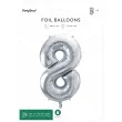 balon foliowy cyfra 8 srebrny partydeco 34 dgt