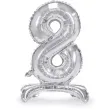 balon foliowy cyfra 8 stojaca srebrny partydeco 27 dgt