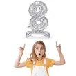 balon foliowy cyfra 8 stojaca srebrny partydeco 27 dgt
