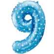 balon foliowy cyfra 9 biale gwiazdki niebieski godan 26 dgt