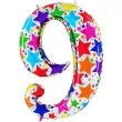 balon foliowy cyfra 9 gwiazdki holo betallic 40 dgt