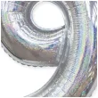 balon foliowy cyfra 9 holograficzna srebrny partypal 40 dgt