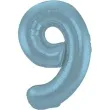 balon foliowy cyfra 9 metaliczny mat niebieski pastelowy folat 34 dgt