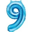balon foliowy cyfra 9 niebieski partydeco 14 dgt