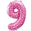 balon foliowy cyfra 9 serduszka rozowy godan 26 dgt