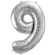 balon foliowy cyfra 9 srebrny partydeco 34 dgt
