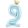 balon foliowy cyfra 9 stojaca blekitny partydeco 33 dgt