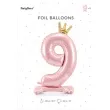balon foliowy cyfra 9 stojaca rozowy partydeco 33 dgt