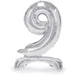 balon foliowy cyfra 9 stojaca srebrny partydeco 27 dgt
