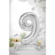 balon foliowy cyfra 9 stojaca srebrny partydeco 27 dgt