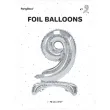 balon foliowy cyfra 9 stojaca srebrny partydeco 27 dgt