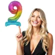 balon foliowy cyfra 9 stojaca teczowy godan 15 dgt
