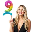 balon foliowy cyfra 9 stojaca teczowy godan 29 dgt