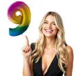 balon foliowy cyfra 9 teczowy funny fashion 40 dgt