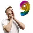 balon foliowy cyfra 9 teczowy funny fashion 40 dgt