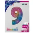 balon foliowy cyfra 9 teczowy holo grabo 40 dgt