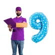 balon foliowy cyfra 9 w gwiazdki niebieski jix 18 dgt