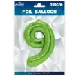 balon foliowy cyfra 9 zielone jabluszko partypal 39 dgt