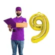 balon foliowy cyfra 9 zloty partypal 16 dgt