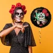balon foliowy dia de los muertos roza czarny 18 rnd