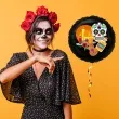 balon foliowy dia de los muertos swieca czarny 18 rnd