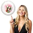 balon foliowy dzien matki mama i tulipany bialy 18 rnd