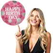 balon foliowy glossy happy birthday rozowy folat 17 rnd