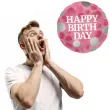 balon foliowy glossy happy birthday rozowy folat 17 rnd