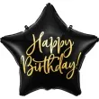 balon foliowy gwiazda happy birthday czarny partydeco 18 5 str