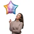 balon foliowy gwiazda happy birthday teczowy partydeco 18 5 str