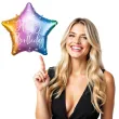balon foliowy gwiazda happy birthday teczowy partydeco 18 5 str