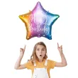 balon foliowy gwiazda happy birthday teczowy partydeco 18 5 str