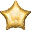 balon foliowy gwiazda happy birthday zloty partydeco 18 5 str