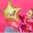 balon foliowy gwiazda happy birthday zloty partydeco 18 5 str