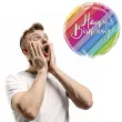 balon foliowy happy birthday dekoracja na urodziny teczowy unique 18 rnd