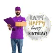 balon foliowy happy birthday dots bialo zloty folat 18 rnd