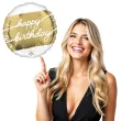 balon foliowy happy birthday glamour dekoracja na urodziny bialo zloty 18 rnd