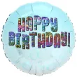 balon foliowy happy birthday kolorowe cekiny dekoracja na urodziny niebieski 18 rnd