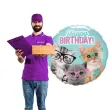balon foliowy happy birthday koty w okularach qualatex 18 rnd