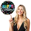 balon foliowy happy birthday neon czarny qualatex 18 rnd