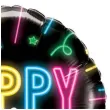 balon foliowy happy birthday neon czarny qualatex 18 rnd